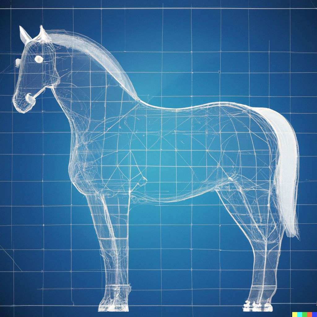 a horse, blueprint